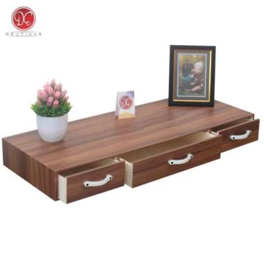 Dections Meja Laci Minimalis Gantung 80x30cm Meja Rias Tempel 3 Laci Coklat - 80x30cm