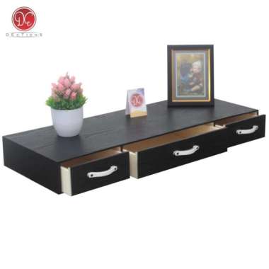 Dections Meja Laci Minimalis Gantung 80x30cm Meja Rias Tempel 3 Laci Hitam - 80x30cm