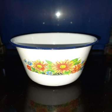 Mangkok Kobokan Enamel Kembang Rrt diameter 18 cm