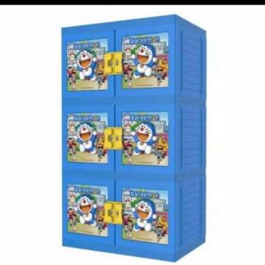 Container Lemari Plastik Susun 3 Naiba Motif Doraemon 3D nonkunci