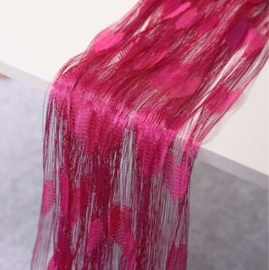 Tirai Benang Motif Love Tirai Pintu Dan Jendela gorden banyak pilihan Warna BAGUS Pink Rose