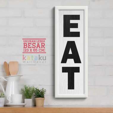 Hiasan Dinding Dekorasi Dapur Ruang Makan EAT Sign Rustic Wall Decor Putih - putih