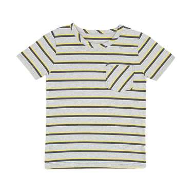 TORIO T-Shirt Stripe Grey yellow 6-12 Tahun - Kaos Anak Laki-Laki 11-12 tahun