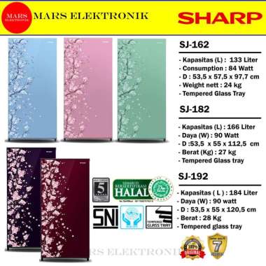 KULKAS SHARP SJ-N162D / SJ-N182D / SJ-N192D / VB/VR / 133L - 166L - 184L / KULKAS 1 PINTU - SJ N 162