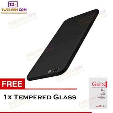 Case Slim Matte For Oppo F3+ Plus - Free Tempered Glass - Hitam -