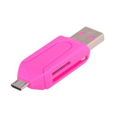 OTG Card Reader for SDHC and Micro SD - Pink