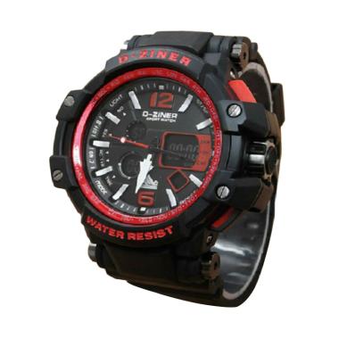 D-ziner Dual Time Jam Tangan Pria-Original-DZ-1857-UY-Bonus Baterai