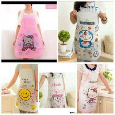 Apron Masak Anti Air Motif Karakter Kartun Lucu Waterproof Korean Multicolor