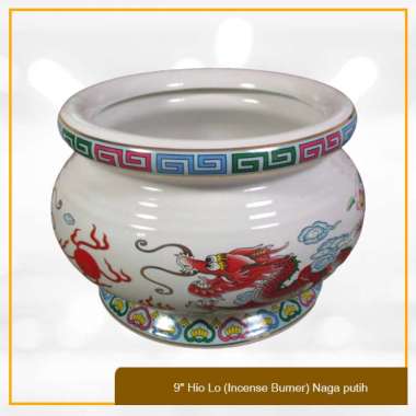 Tempat Bakar dupa / Hiolo 9" Hio Lo (Incense Burner) Putih Naga NAGA PUTIH SUSU