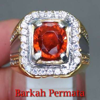 Cincin Batu Permata Orange Garnet Selon Kristal Asli n 1742 Orange