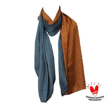 Syal Leher Scarf Leher Satin Bolak Balik Biru Gold Polos Pasmina Panjang GESYAL maroon ungu