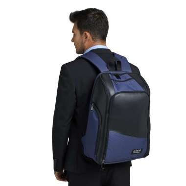 Martinversa Tas Ransel Delta Pria Man Backpack Laptop / Macbook Kanvas PU leather Biru