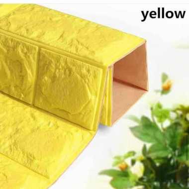 Wall Brick Foam 3D Wallpaper Dinding Batu Bata Modern kuning multicolour