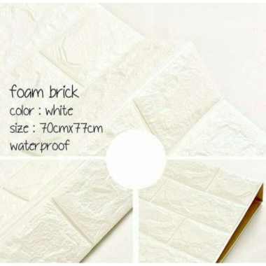 Wall Brick Foam 3D Wallpaper Dinding Batu Bata Modern putih multicolour
