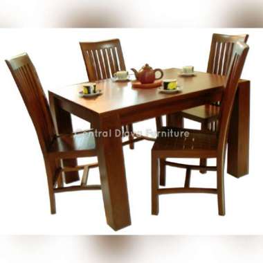 Kursi & Meja Makan Jati Solid Furniture Asli Jepara -- Coklat