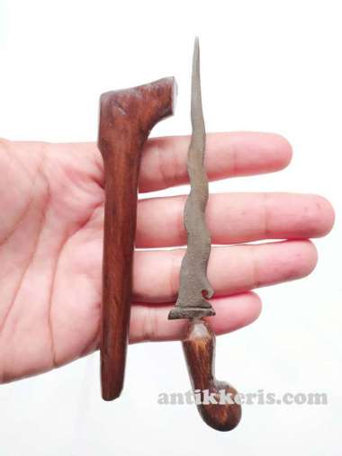 Keris Pusaka Luk Kecil Mini Warangka Sandang Walaikat Murah hitam
