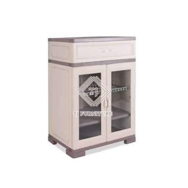 Olymplast Kitchen Locker OKL Rak Lemari Piring Gelas Plastik Dapur Cream