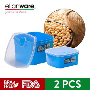 Elianware BPA Free Kotak Makanan Food Keeper Set Microwavable Food Container (2 Pcs) Biru