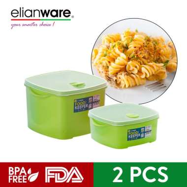 Elianware BPA Free Kotak Makanan Food Keeper Set Microwavable Food Container (2 Pcs) Hijau