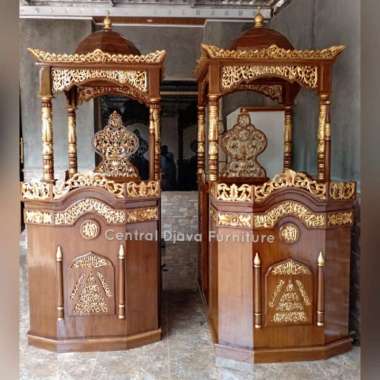 Mimbar Khutbah Masjid Kayu Jati Ukir Kubah Kaligrafi Ukiran Jepara