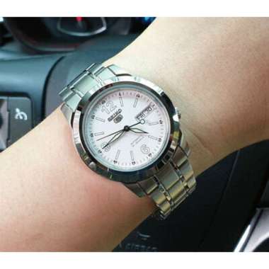 Seiko 5 Automatic 21 Jewels Original SNKE.57-K1 Jam Tangan Pria White Silver
