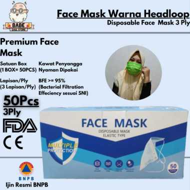 masker hijab 3ply masker hijab warna 3 ply masker hijab headloop-HIJAU
