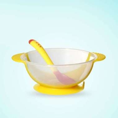OEM SK-C123 Mangkok + Sendok Makan Bayi Sensor Panas Mangkuk Tempat Makan Bayi Anti Tumpah Suction B