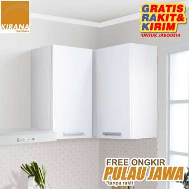 Kirana Kitchen Set Indiana Lemari Kabinet Dapur Rak Dapur Atas - 2 Pintu Sudut - Putih