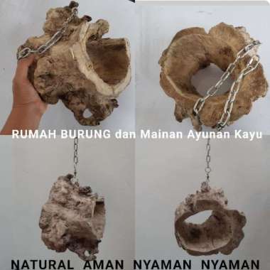 Mainan Ayunan Rumah Kayu untuk Burung