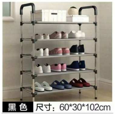 Rak Sepatu Besi 5 Susun 8802 hitam