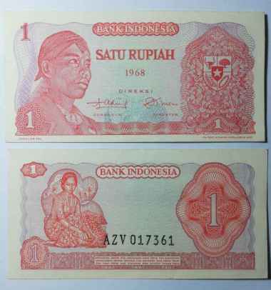 uang kuno 1 rupiah seri Soedirman tahun1968