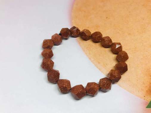 Gelang Batu Pasir Emas Cokelat Hexagone