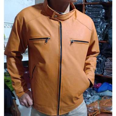 Jaket Semi Kulit Pria Termurah Jk-45 Jaket Motor M Tan