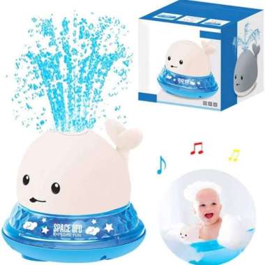 mainan mandi anak ufo paus whale elektrik lampu warna warni dan musik