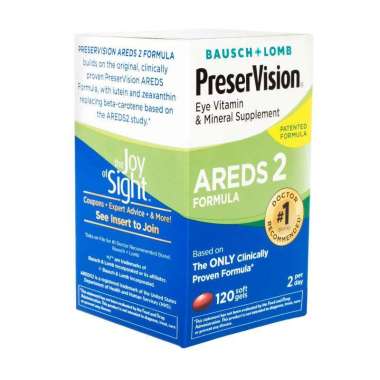 Bausch + Lomb PreserVision Areds 2 Formula Vitamin Mata [Original US/ 120 Soft Gels]
