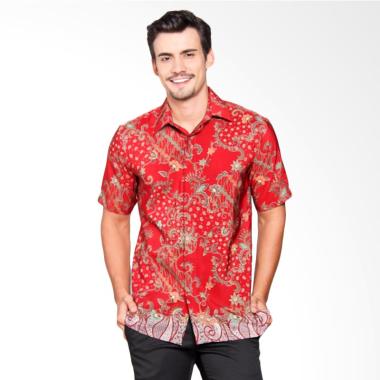 Batik Heritage Royal Peach Flower T ... t Baju Batik Pria - Merah