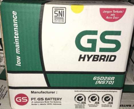 Aki Mobil GS ASTRA type GS HYBRID 65D26R NS70 12V 65AH -12308