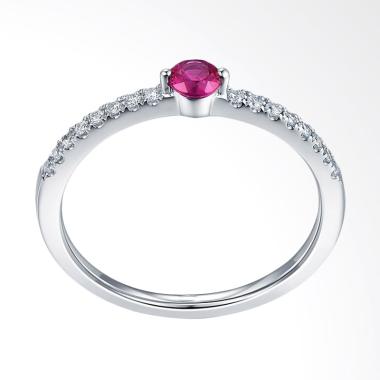 Tiaria Radiant Ruby Cincin Tunangan Berlian Emas Putih