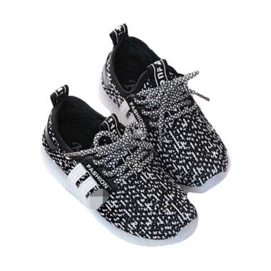 Fashion Sepatu Walker Led Anak Laki-Laki - Hitam Putih