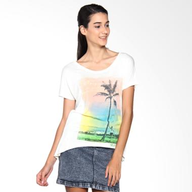 Mobile Power Printing Broken Ladies Casual T-shirt - White J6834