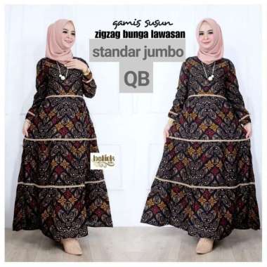 Gamis Batik Motif Bunga | Gamis Batik Mix Renda | Gamis Batik Murah Semua Ukuran merah