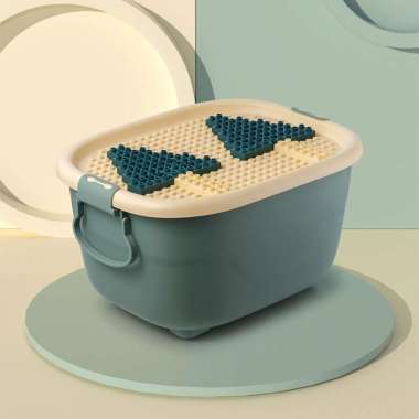 SUNXIN - Mainan Block Anak-2110 / Container Box Plastik / Meja dan Kursi anak Hijau