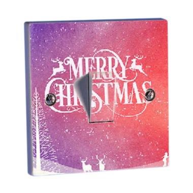 OEM Natal Tulisan Merry Christmas Gradasi Merah Saklar Lampu Sticker