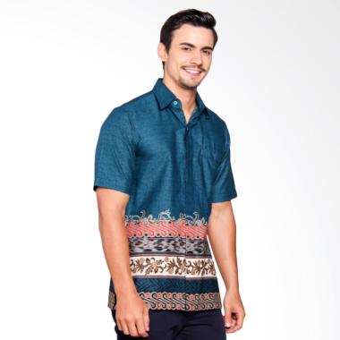 Batik Heritage Katun Motif Tenun Slim Fit Batik Pria - Tosca