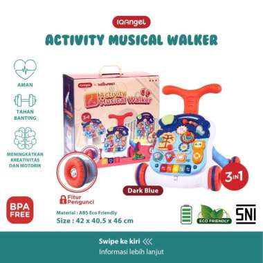 IQAngel Activity Musical Walker / Baby Walker / Mainan Dorongan Bayi Dark Blue