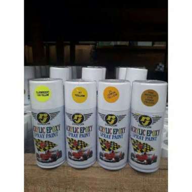pilok pilox cat Rj London kuning yellow mengkilap metalik lemon tua muda pernis putih dop kuning kun
