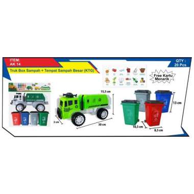 Truk Box Sampah + Tempat Sampah Besar KTG / Mainan Truk Konstruksi / AK14