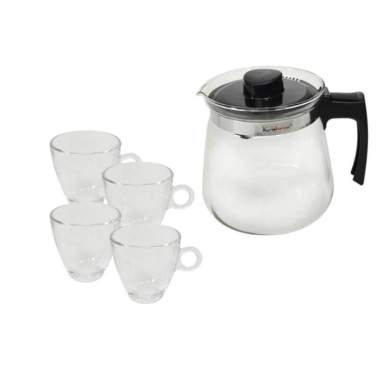 Krishome Set Teko Teh Dengan Cangkir 5 Pcs - Hitam