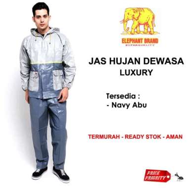 JAS HUJAN Setelan Jaket Celana Merk Gajah Luxury Awet Promo TERMURAH Abu-Abu