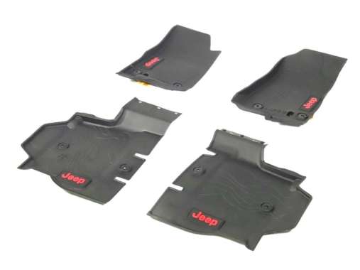 Karpet Karet Ori Mopar Jeep Wrangler JL 2018+ Black All Weather Front & Rear Floor Mats